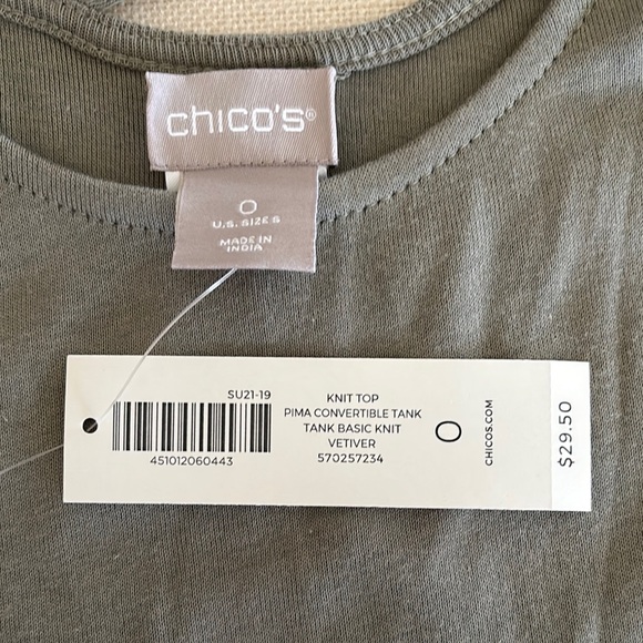 NWT! Chico's Olive Green Knit Tank - Picture 7 of 9